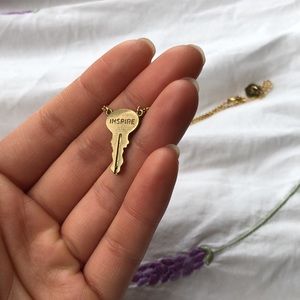 The Giving Keys Gold Inspire engraved necklace